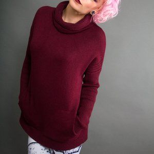 Cyrus Burgundy Turtleneck Cowl Sweater w/*POCKETS*